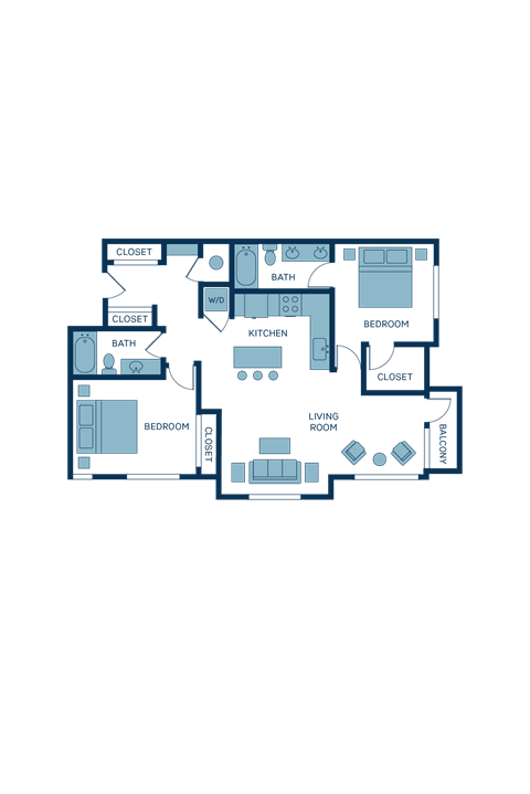 a floor plan of a home with two bedrooms and two baths